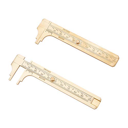 2PCS 100mm Brass Vernier Caliper Golden Double Scale Sliding Pocket Caliper 4 Inch Mini Pocket