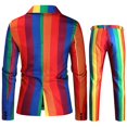 thumbnail image 1 of Traje de chaqueta de dos piezas con un botón de combinación de color arco iris a rayas para hombre & #39;s Afortunado Sencillez, 1 of 2