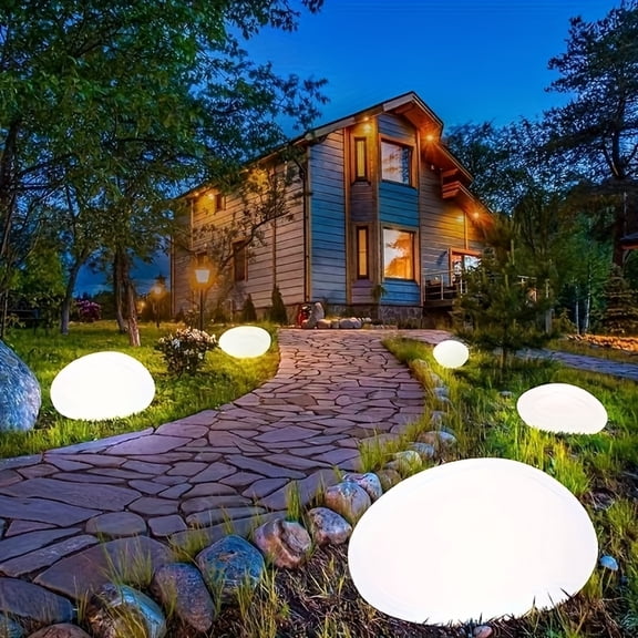 Solar Lights Outdoor Waterproof Glow Pebbles Rocks Garden Decor Decorative Solar Lights for Outside Summer Patio Walkway Pathway Backyard Faux Stone Light