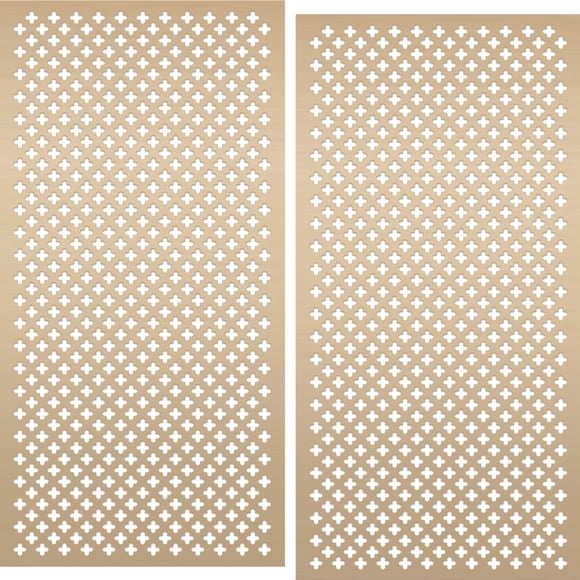 Therwen 2 Pcs Cloverleaf Aluminum Sheet 1 x 2 ft Perforated Metal Sheets 0.04 Inch Thick Gold Metal Mesh Decorative Sheet for Indoor Outdoor