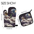 thumbnail image 2 of Yayeee Oven Mitts and Pot Holder Set of 2 Heat Resistant Kitchen Gloves Baking Hot Pad, Beige Astronaut, 2 of 5