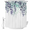 thumbnail image 2 of Teal Purple Botanical Waterproof Fabric Shower Curtain,Eucalyptus Leaves Watercolor Spring Waterproof Fabric Shower Curtain for Bathroom Bathtubs Shower Curtains with 12 Hooks Extra Long 72x96, 2 of 8