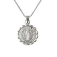 thumbnail image 2 of 925 Sterling Silver Necklace w/ 2-sided Saint Benedict Pendant Charm, 2 of 5