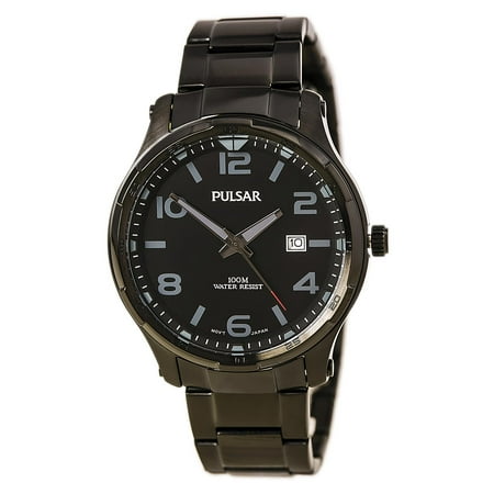 Pulsar PS9335 Men's Easy Style Black Dial Black IP Steel Bracelet Watch