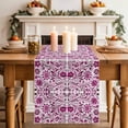thumbnail image 2 of Ethnic Style Table Runner, Vintage Flowers Pink Floral Cotton Linen Kitchen Table Decoration Washable Dining Tabletop Runners for Home Party Decor 13x48 Inches, 2 of 9