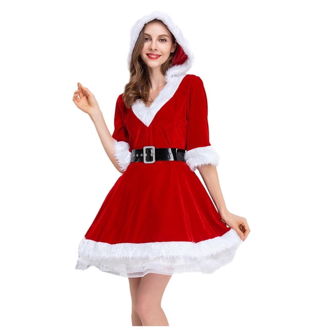 Vestidos para mujer Vestidos casuales Moda Sólido Navidad Noche Chica V-cuello Manga media Vestido de ropa Odeerbi ODB-5