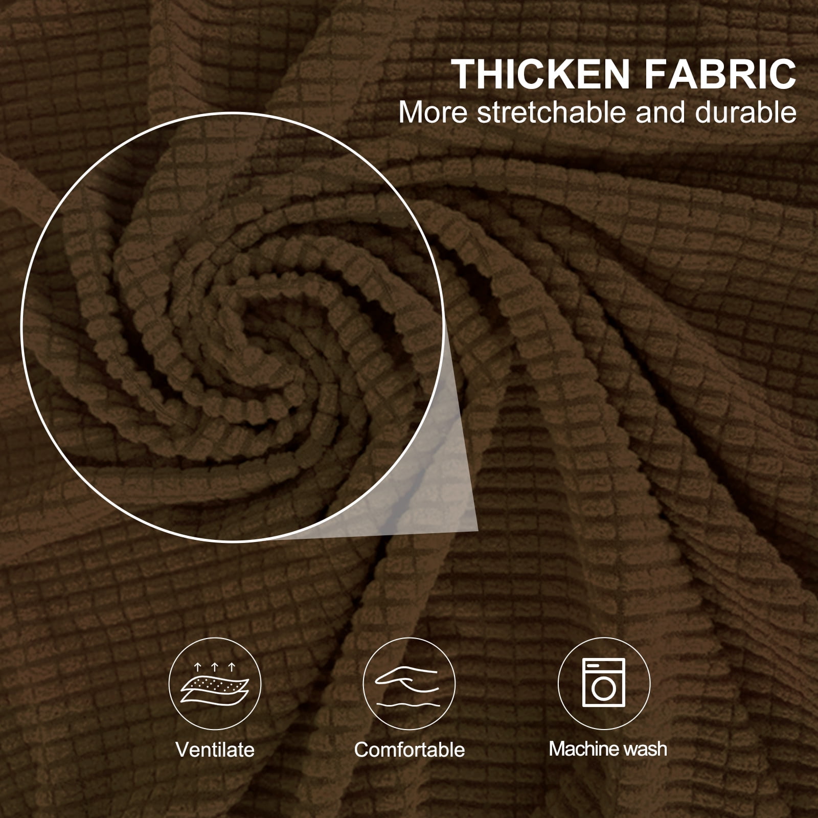 Luxshare Home Stretch Couch Cover for 3 Cushion Furniture Protector Sofa Covers Washable Pet Non Slip cover with Elastic Bottom(Sofa/Brown)