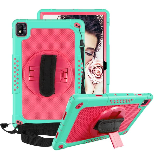 Mignova pour TCL TABMAX Étui pour Tablette 10.4 Pouces, Étui de Protection Hybride Robuste Antichoc pour Enfants pour Nokia T20/TCL Tab Pro 5G (Modèle : 9198S)/VASTKING KingPad M10 Tablette (Vert/rose)
