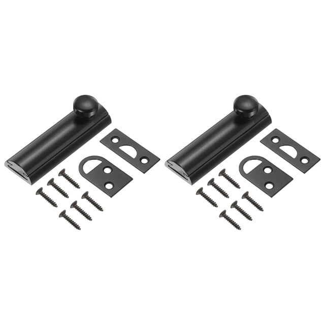 Paquete de 2 pestillos de superficie de latón sólido de 2", cerradura deslizante de seguridad oculta con tornillos, cerradura de puerta pulida para puertas de armario y puertas empotradas, negro mate