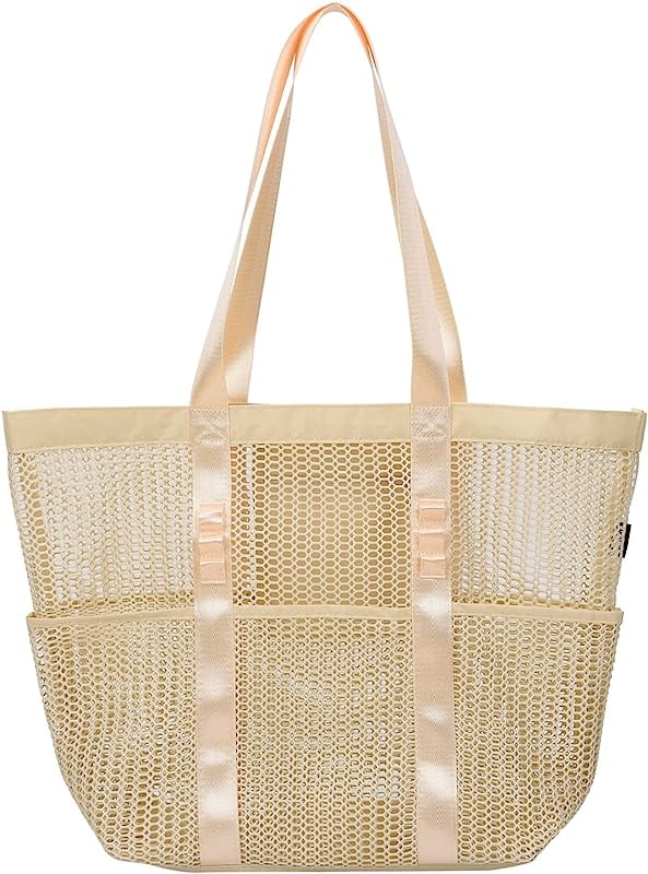 Mesh Beach Tote Large Bag 2023 Upgrade for Women with Multiple Pockets