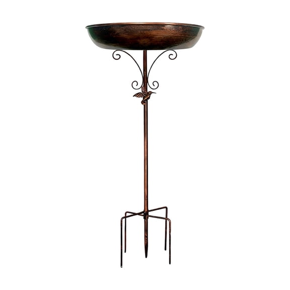 Outdoor Bird Fountain - Metal Drinking Bowl with Stand for Bird Garden, 27.55 Inch Height Garden Birdbath, Terrace, and Outdoor Balcony Decoration