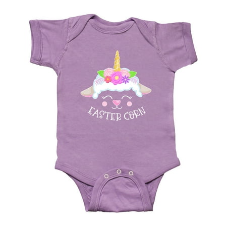

Inktastic Easter-Corn Cute Lamb with Unicorn Horn and Flowers Gift Baby Boy or Baby Girl Bodysuit