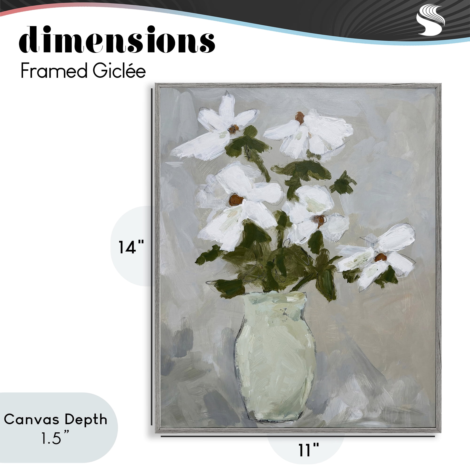 Stupell Industries Cosmos Flowers Serene Rustic Vase Gray Framed Giclee Art, design by Chloe Elliot