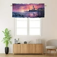 thumbnail image 2 of Coastal Lighthouse Valance Rod Pocket Window Curtain for Kitchen Sunrise Blue Ocean Nautical Sea Wave Seacape Window Valance for Bedroom Bathroom Living Room Dining Room 54 by 18 in, 1 Panel, 2 of 6
