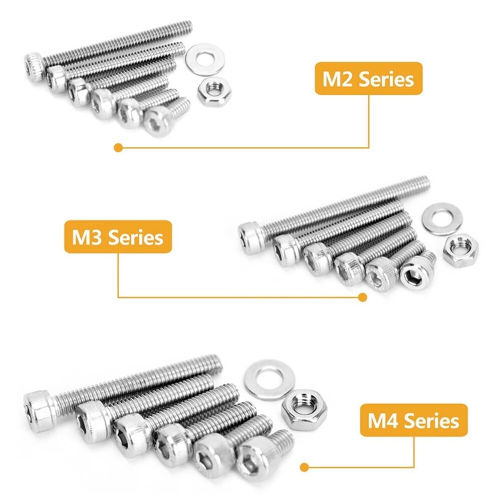 YSNOOWE 1080Pcs 304 Stainless Steel Socket Screw Nut Washer Kit with Flat Washers for Home and Industrial Use