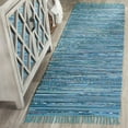 thumbnail image 3 of SAFAVIEH Rag Skylar Striped Cotton Runner Rug, Turquoise/Multi, 2'3" x 7', 3 of 9