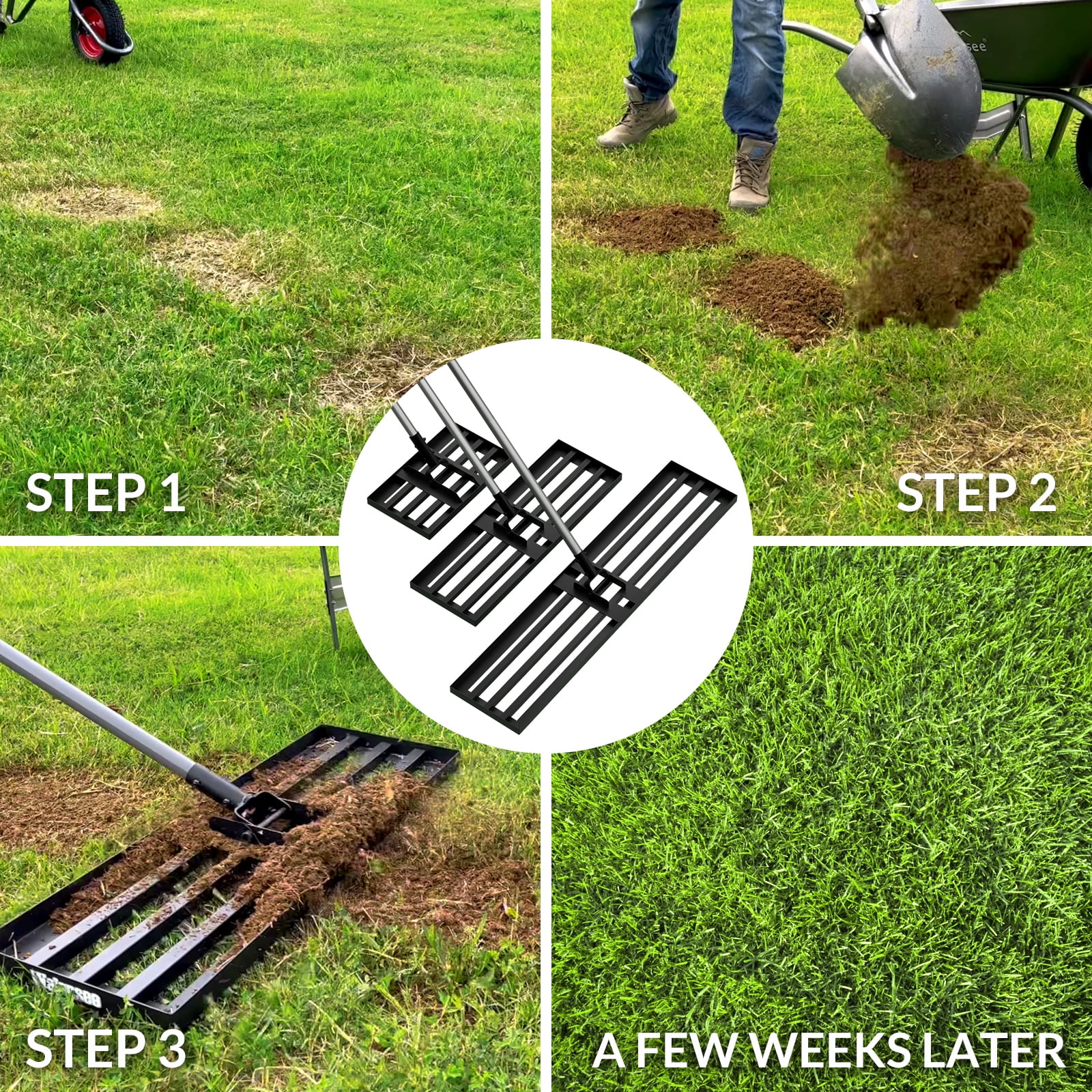 Walensee Lawn Leveling Rake, 6.5FT 17"x10" Heavy Duty Effort Saving Lawn Level Tool