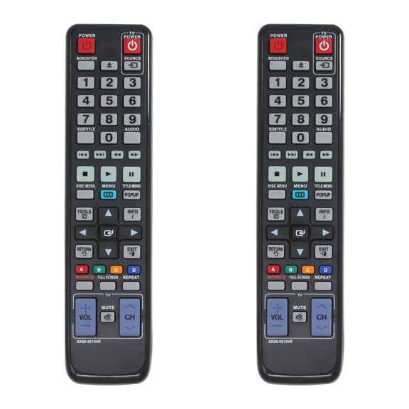 2-Pack AK59-00104R Remote Control Replacement - Compatible with Samsung BDP1580/XEF Blu-Ray DVD Player