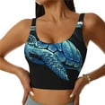 thumbnail image 2 of Haiem Ocean Turtle Pattern Womens Sports Bra - U Neck Padded Low Impact Yoga Bra Workout Crop Top Gym Moisture-Wicking Workout Vest -XX-Large, 2 of 9