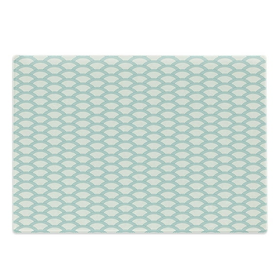 White Cutting Board, Simplistic Minimalist Design Maritime Oceanic Coastal Theme Water Splash Print, Decorative Tempered Glass Cutting and Serving Board, Large Size, Turquoise Cream, by Ambesonne