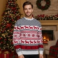 thumbnail image 4 of Tumao Christmas Sweaters for Men Family Couples Reindeer Snowflake Print Sweater Round Neck Long Sleeve Pullover Sweater Tops for Christmas, parties, 4 of 6