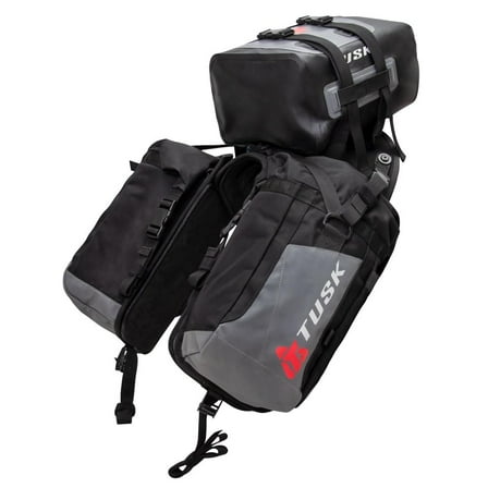 Tusk Excursion Rackless Luggage System w/X-Small Dry Duffel Tail Bag Standard Heat Shield Black/Grey For Kawasaki KLX230SM ABS 2023