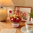 thumbnail image 6 of Beforeyayn Crochet Flower Basket, Handmade Knit Bouquet In Basket For Gift Givers, Farmhouse Shelf And Table, Gifting For Thanksgiving Hostess Or Teacher., 6 of 6