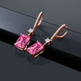 thumbnail image 4 of Gem Stone King 18K Rose Gold Plated Silver Dangle Earrings Created Sapphire Moissanite (20.76 Cttw), 4 of 4