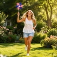 thumbnail image 4 of 10 PCS Reflective Pinwheels for Yard and Garden Bird Devices Pre-Installed Sparkly Wind Spinner Deterrent to Scare Birds Away from Yard Patio Farm (Blue), 4 of 5