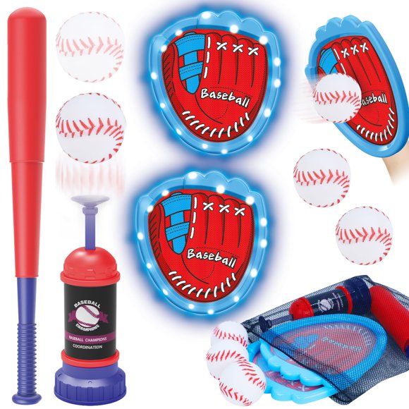 Set de juego de béisbol Toss and Catch Gifts2U con máquina de lanzar