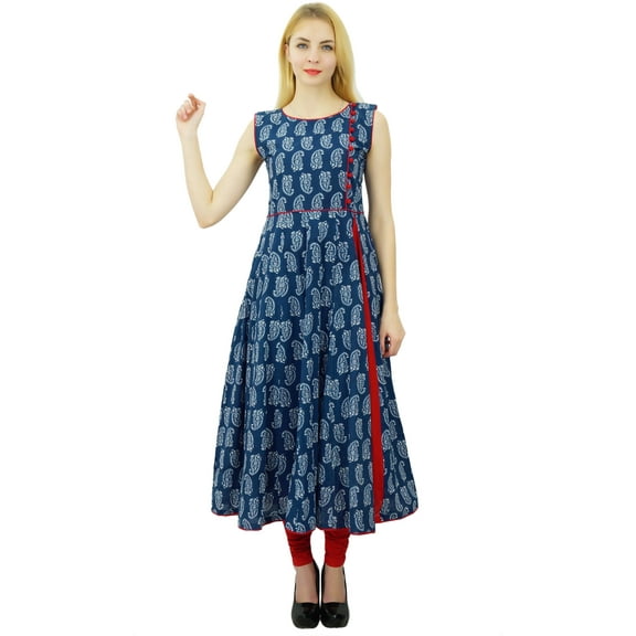 Phagun Women Anarkali Kurti Ethnic Top Cotton Paisley Pattern Dress Designer