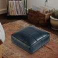 thumbnail image 6 of Pouf Ottoman, Unstuffed Pouf Cover, Handmade Faux Pu Leather Square Ottoman,Comfortable Soft Seating for Living Room & Bedroom, Blue, 6 of 7