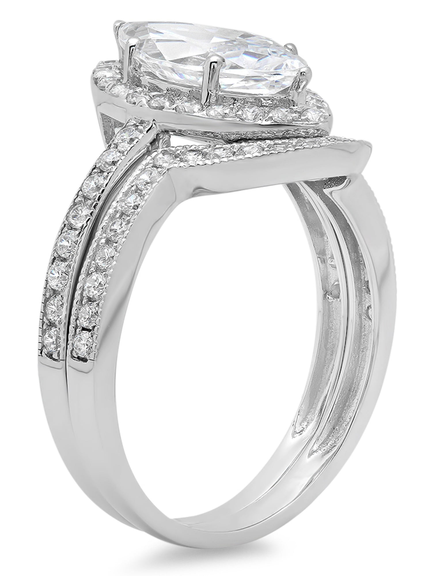 2.06 Marquise Cut Promise Bridal Engagement Wedding Ring Band Set 14k Rose Gold 