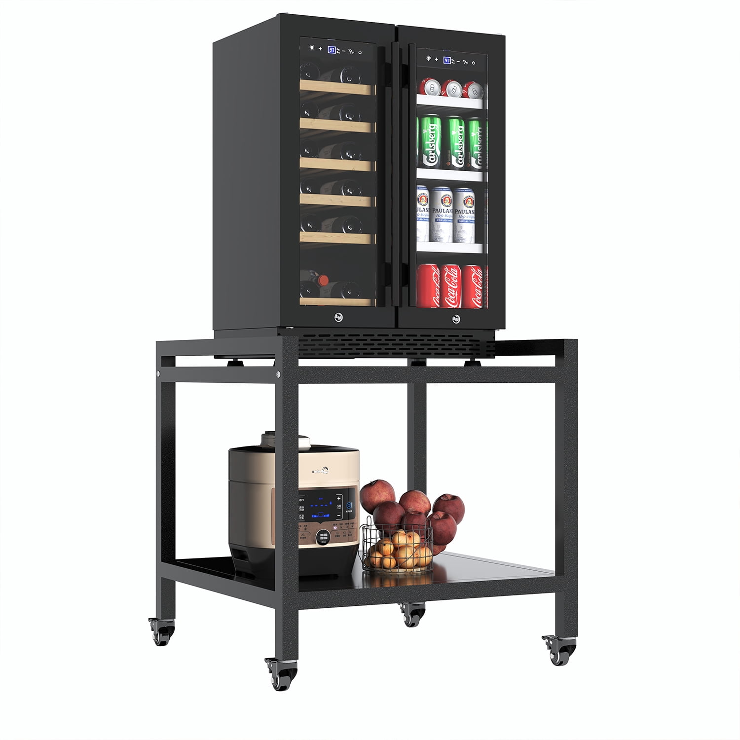 Mini Fridge Stand with Wheels,Microwave Stand,Mini Fridge Stand with Storage,Mini Fridge Table,Microwave Stand with Storage,Organizer for Dorm, Apartment, Office, Bedroom,23.2"H*22.4"W*22.4"D