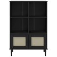 thumbnail image 3 of vidaXL Adult Standard Bookcase Senja Rattan Look Black 90x35x130 cm Solid Wood Pine, 3 of 5