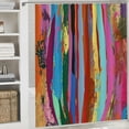 thumbnail image 5 of COMIO Shower Curtain Abstract Multicolored Expressionist Work of Art Vibrant Rainbow White, 5 of 6