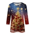 thumbnail image 4 of Fabrcox S-5xl Christmas Snowflake Printed Women's Crew Neck T Shirts 2xl Oversized 3/4 Sleeve Tops Round Neck Holiday Tunic Lightweight Basic Tops Vermilion S, 4 of 6
