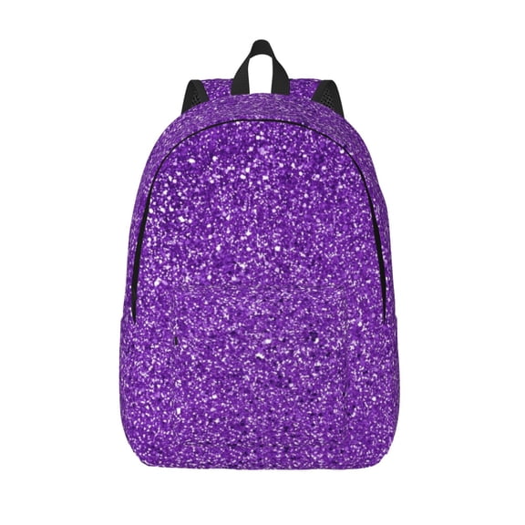 Hirioo Glitter Purple Canvas Backpack, Durable Travel Backpack with Multiple Compartments,Large Capacity, Backpack for School, Hiking, Work