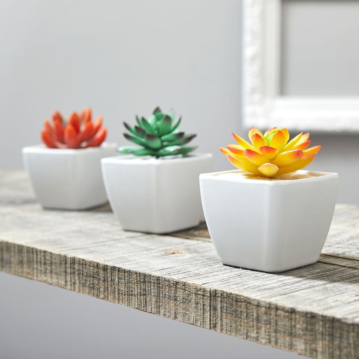 FloraCraft Artificial Succulent Pick 3 Inch x 3.5 Inch Yellow Echeveria