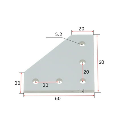 

GLFSIL Joint Board Plate Corner Angle Bracket for 2020 Aluminum Profile 5Hole 90 Degree