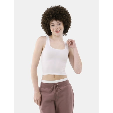 No Boundaries Women'S Cotton Blend Ribbed Cropped Tank Top, Women’s