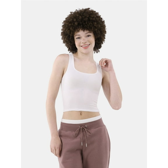 No Boundaries Cotton Stretch Ribbed Cropped Tank Top, Women's XS-3XL