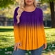 thumbnail image 4 of Mujeres de Manga Larga Tops Casual de Moda Gradiente Impresión Cuello Redondo Plegado Tamaño Superior para Uso Diario Y de Fiesta, 4 of 5