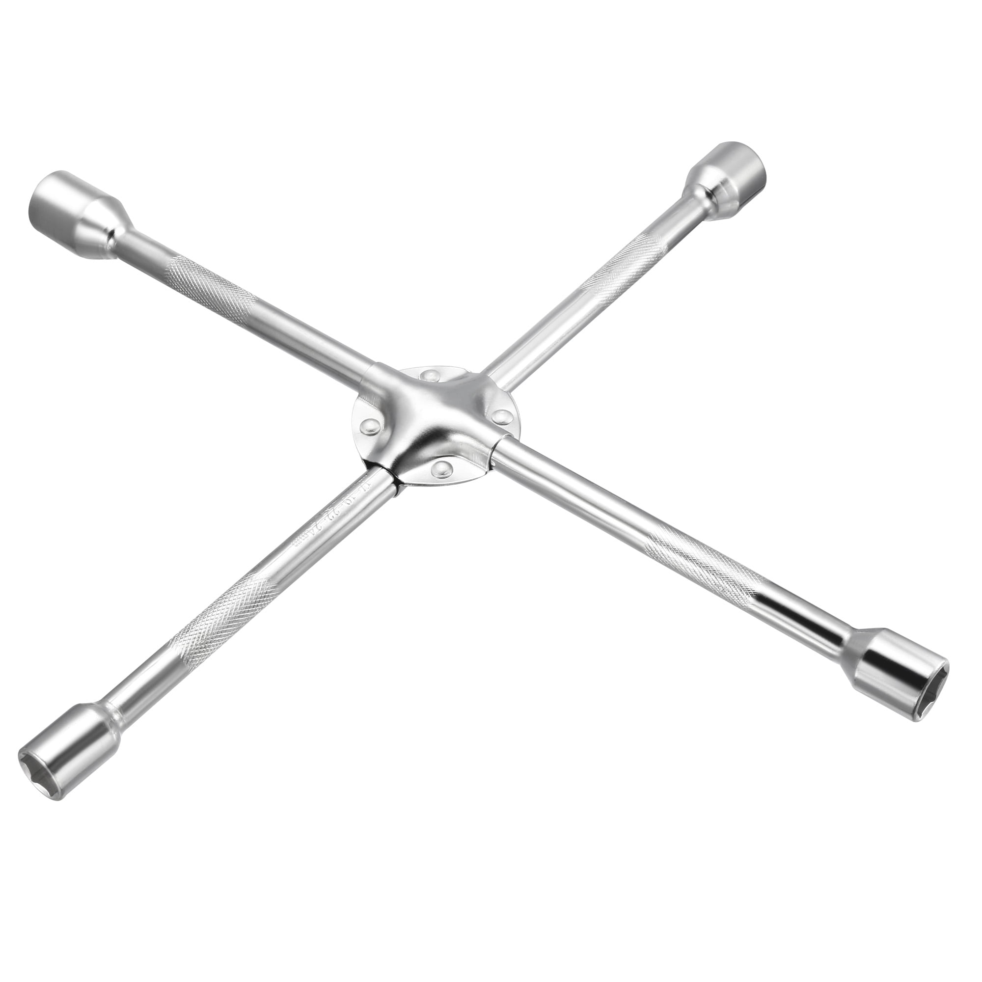uxcell Lug Wrench 18-inch Universal 4-Way Cross Spanner with 17mm 19mm 22mm 24mm Standard Sockets for Car Tire Repair 