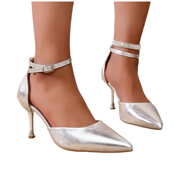 Lovskoo Womens Plus Size Closed Toe Pumps Ankle Strap Comfort High Heels Dress Shoes