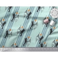 thumbnail image 2 of Soimoi Green Rayon Fabric Stripes & Eiffel Tower Love Printed Fabric 1 Yard 56 Inch Wide, 2 of 3