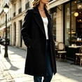 thumbnail image 7 of Staron Winter Coats for Women Wool Blend Pea Coat Collared Long Sleeve Button Down Casual Loose Fall Jacket Black XXL, 7 of 7