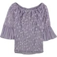 thumbnail image 1 of Alfani Blusa con hombros descubiertos y apliques florales para mujer, Púrpura, M, 1 of 1