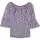 thumbnail image 1 of Alfani blusa con hombros descubiertos y apliques florales para mujer, púrpura, grande, 1 of 1