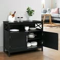 thumbnail image 1 of Modern Storage Cabinet, Cupboard Buffet Credenza with 2 Doors for Multifunction in Kitchen, Hallway, Living Room, Wooden Sofa Table Accent Console Table, Black, 1 of 12